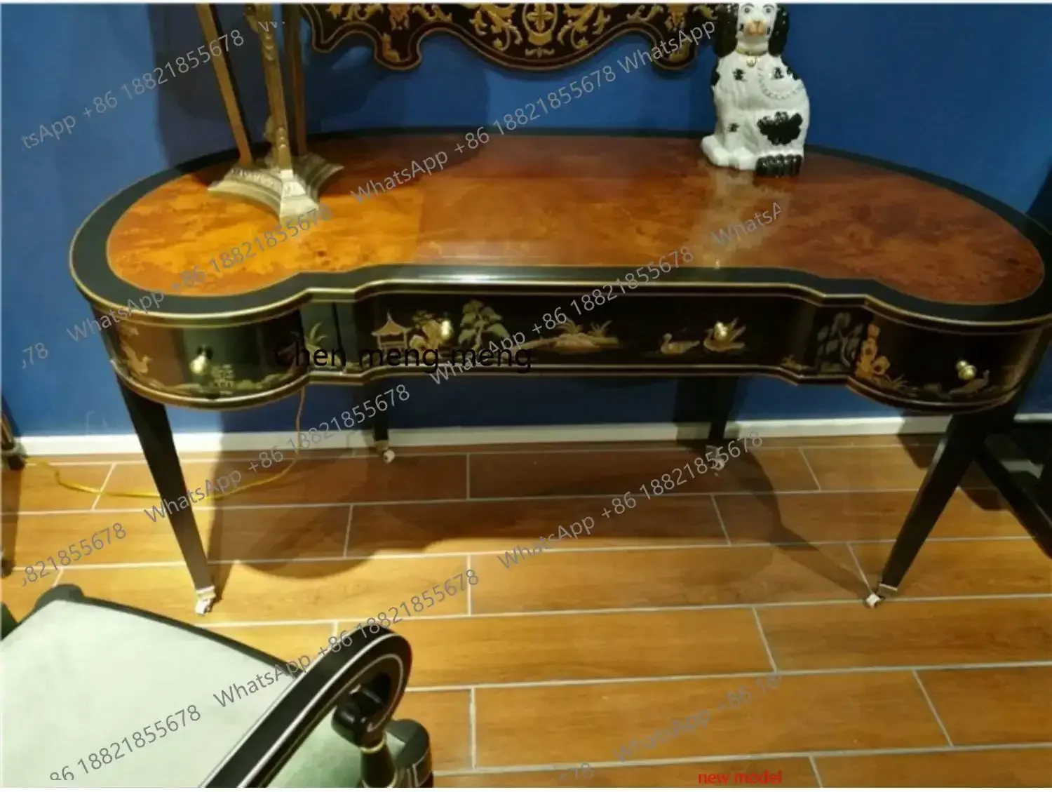 

Luxury, European neoclassical heavy industry black oval, painting desk H182