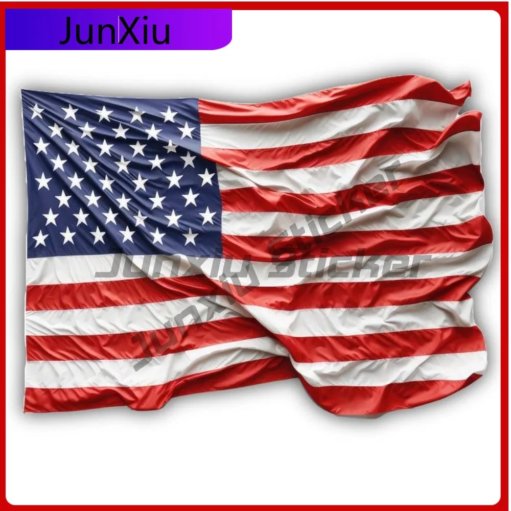 

American Waving Shaped Vinyl Matte Sticker Cut To Shape Patriotic Anti Scratch Exterior Decor Adventure Motorcycle Stickers Exte