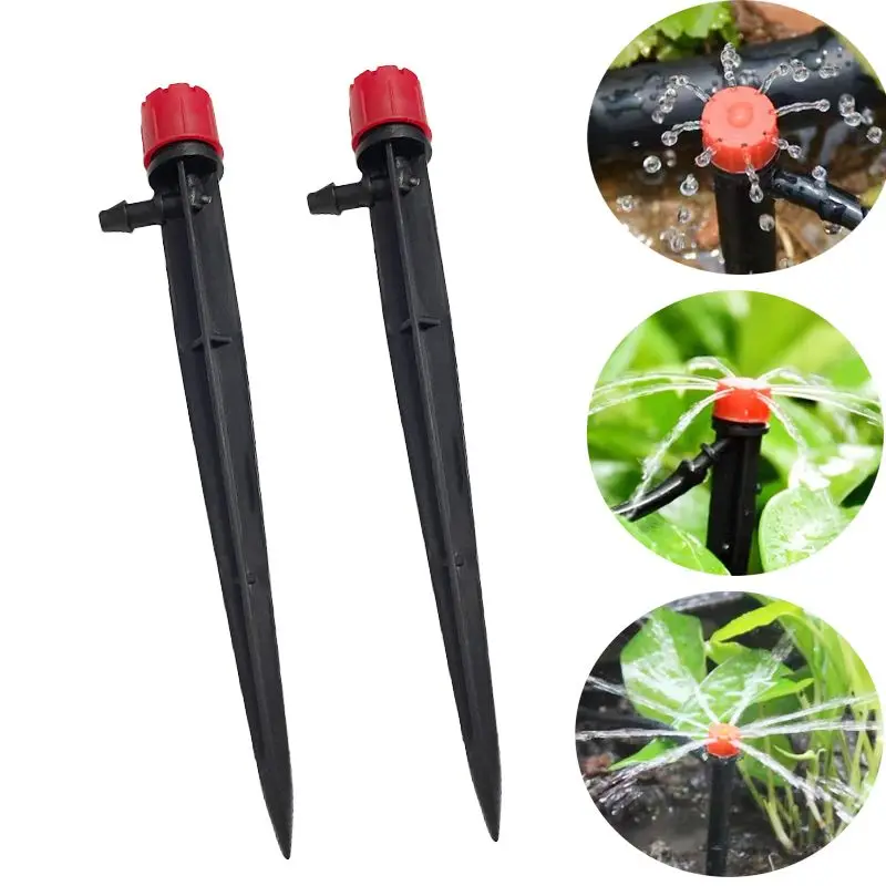 Adjustable 8 Holes Long Rod Dripper Garden Irrigation Spiked Sprinkler Greenhouse Potted Plants Watering Device 20 Pcs