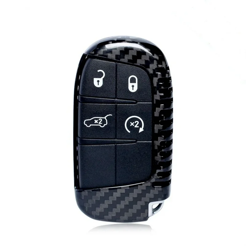 

For Jeep New Compass Cherokee Renegade Grand Cherokee Carbon Fibre Car Key Case Cover Shell Bag