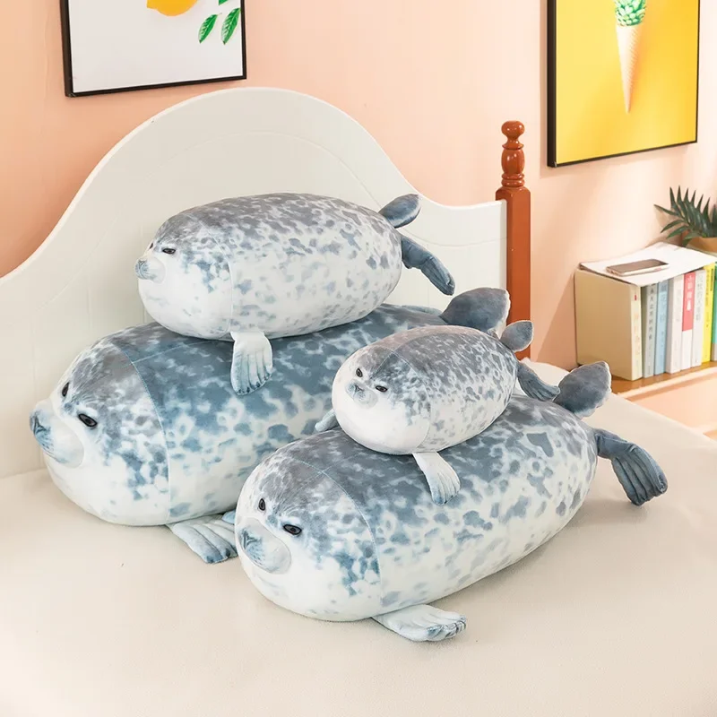 Big Size Kawaii Seal Plush Toy Soft Stuffed Animal Chubby Pillow Plushies Sleeping Doll House Decoration Children Birthday Gift