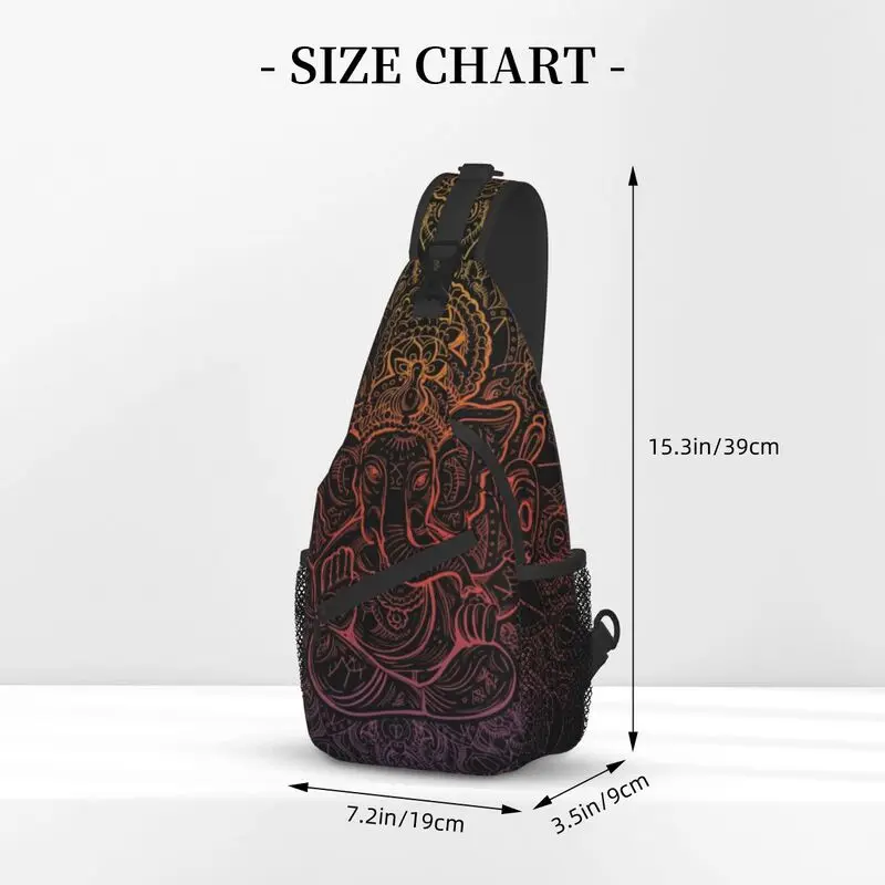 Fashion Lord Ganesha Mandala Pattern Crossbody Sling Backpack Men Elephant God Shoulder Chest Bag for Hiking