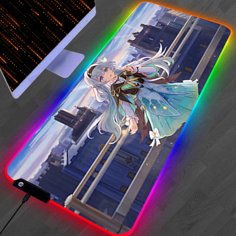 RGB LED Mouse Pad PC Accessories Mousepad Non Slip Extended Pad H-honkai Star Rail Firefly Rubber Keyboard Pad Gaming Desk Mat