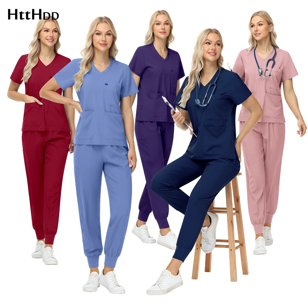 atacado-uniforme-cirurgico-mulher-de-manga-curta-topo-com-multi-bolso-esfrega-conjuntos-de-enfermagem-clinica-medica-uniforme-veterinario