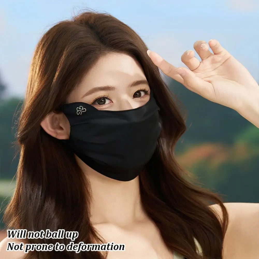 

Мягкая маска для лица из атласного шелка для женщин, защита от УФ-излучения UPF 50+, охлаждающая, легкая, для улицы, летняя