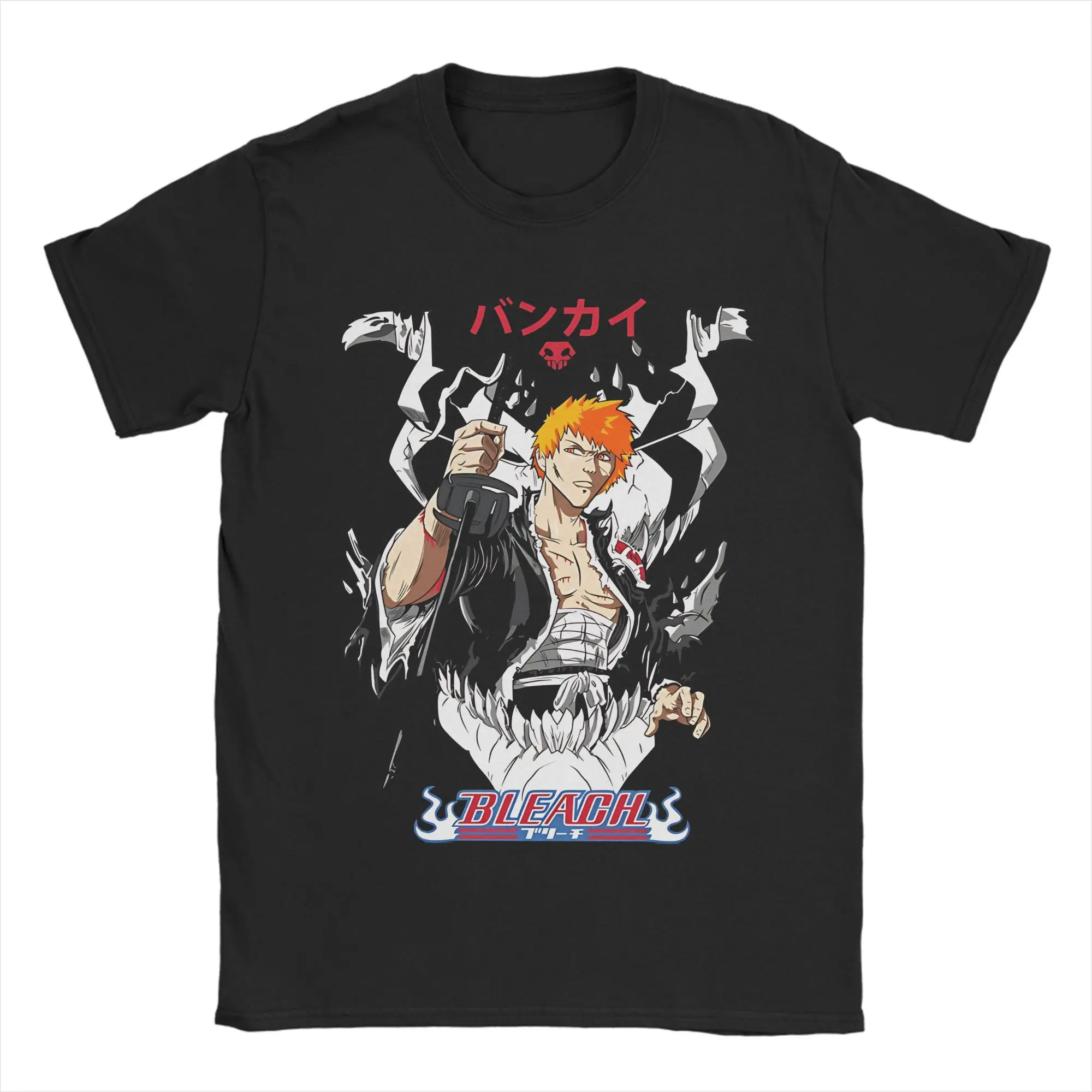 

Мужская и женская футболка с принтом Bleach Manga Kurosaki, футболки из чистого хлопка, одежда