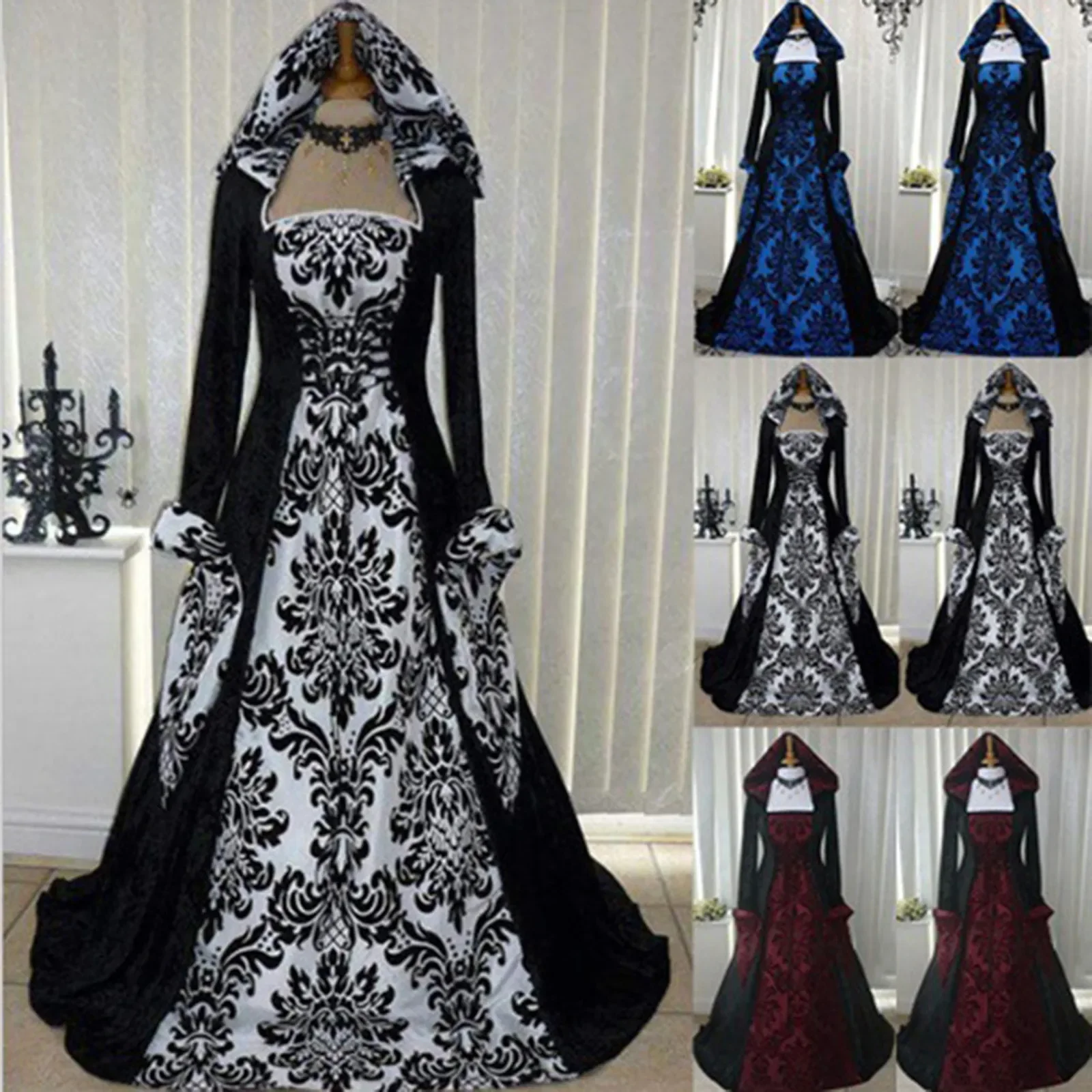 Costume Wicca Witch Medieval Dress Women Adult Plus Size Scary Cosplay Gothic New Wizard Halloween Costumes For Women