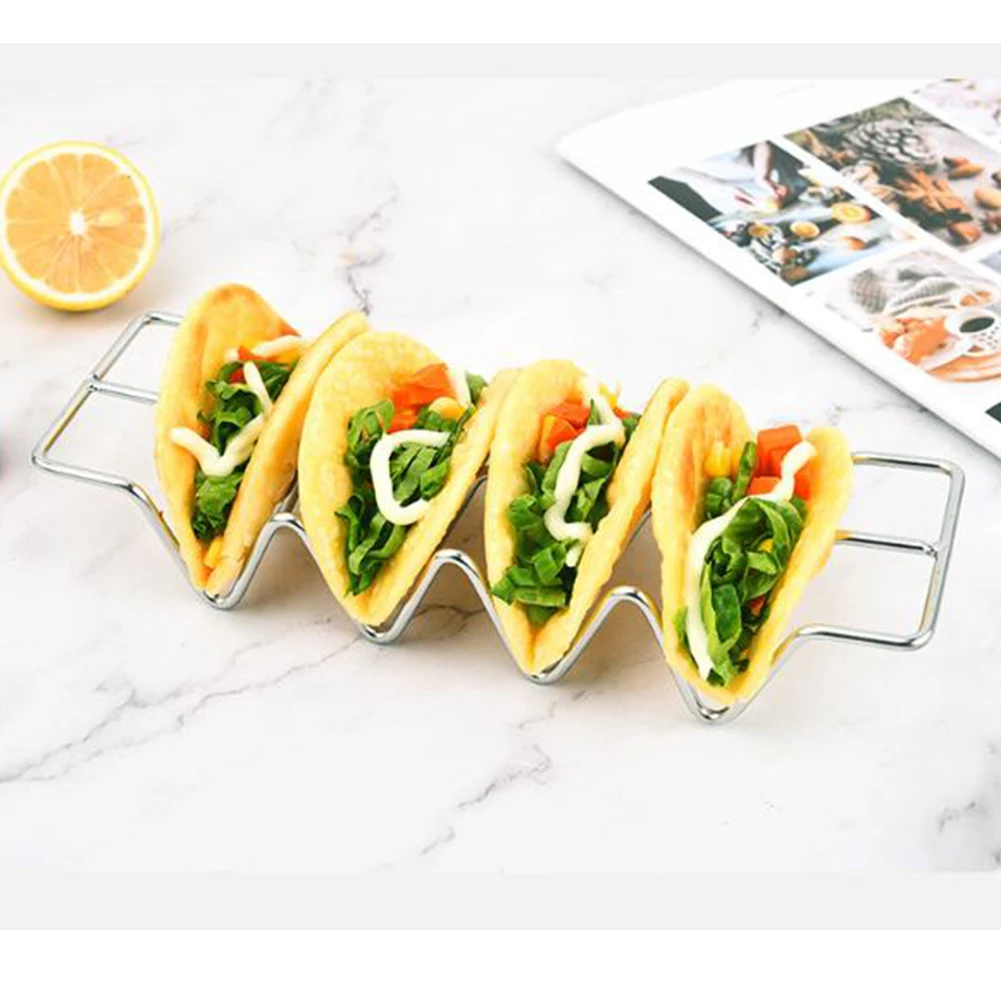 2Pcs Stainless Steel Burrito Taco Pancake Stand Holder For Restaurant Home Kitchen Food Display Serving Rack Outdoor Cooking
