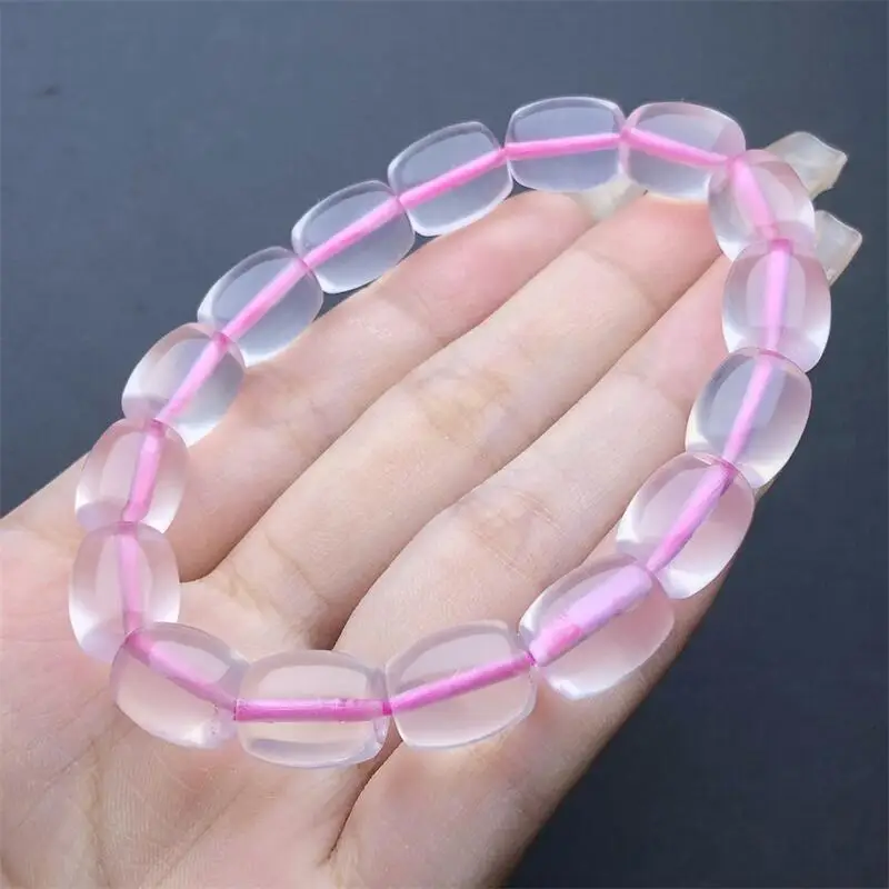 

10MM Natural Rose Quartz Bucket Bead Bracelet Women Reiki Healing Fengshui Strand Jewelry For Female Gift 1pcs