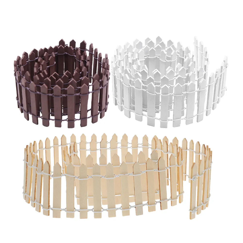 3Pcs Fairy Garden Fence Mini Wood Picket Decorative Micro Landscape Fence DIY Craft Miniature Outdoor Garden Bonsai Accessories
