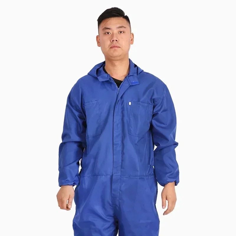 Work Jumpsuit Waterproof Elastic Cuff Multiple-Pockets Anti-static Polyester Long Sleeve Men Coveralls Work Uniform for Male