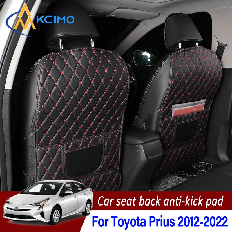 

For Toyota Prius 2012-2022 PU Leather Car Anti-Kick Pad Seat Back Protector Cover Back Seat Organizer with Storage Pocket