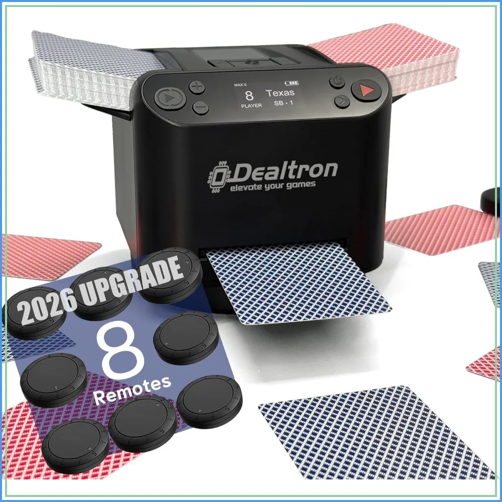 

2026 Upgraded All-in-One Automatic Card Shuffler and Dealer, for Versatile Card Games, Programmable, 360° Rotation, Ultra Quiet, Rechargeable, 12 Players