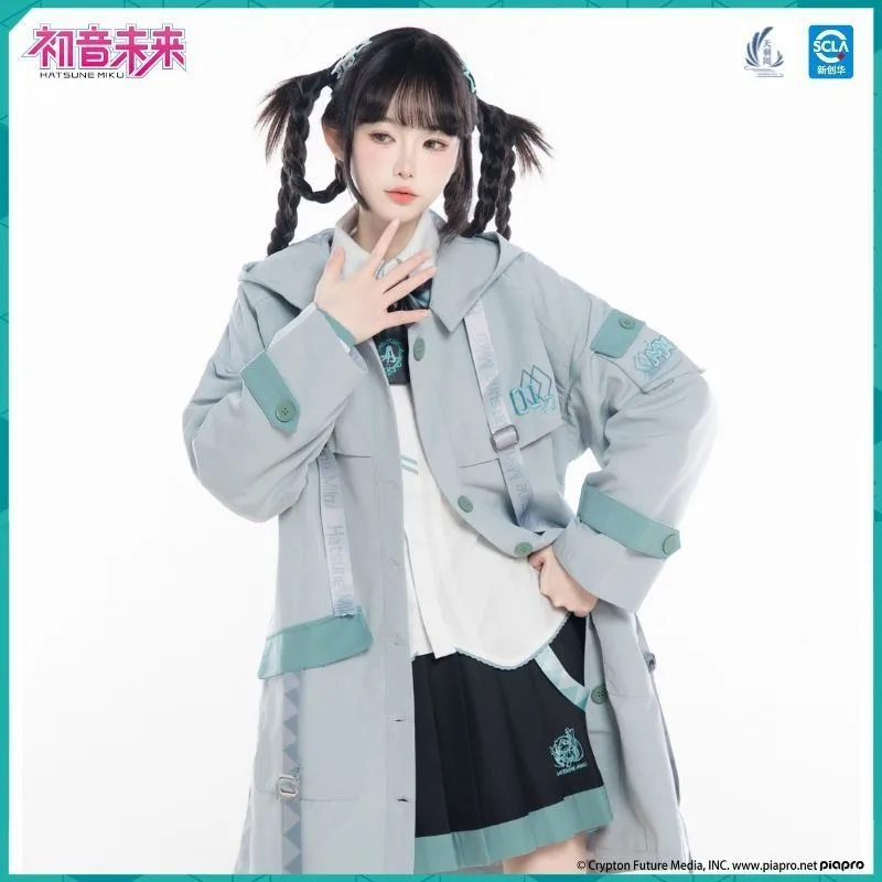 

Периферийные устройства Hatsune Miku, новый плащ с покрытием, женский осенний свободный повседневный универсальный светоотражающий тесьма Yuedong Elf, праздничный подарок