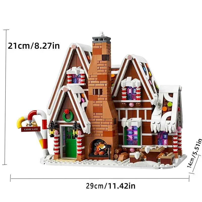 Santa Claus Christmas Gingerbread House Scenery With Light Building Blocks Bricks MOC 10267 Winter Village Kid Assembly Toy Gift