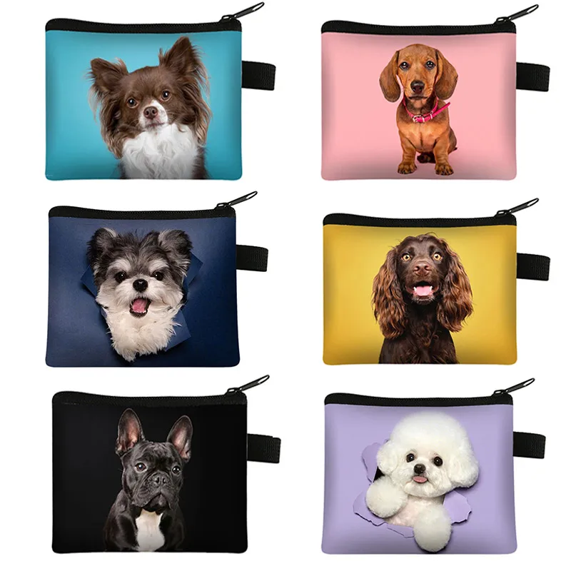 

Cute Dog Print Coin Purse Women Wallets For Travel Casual Pure Color Animal Mini Handbag ID Credit Card Money Holder Bags Gift