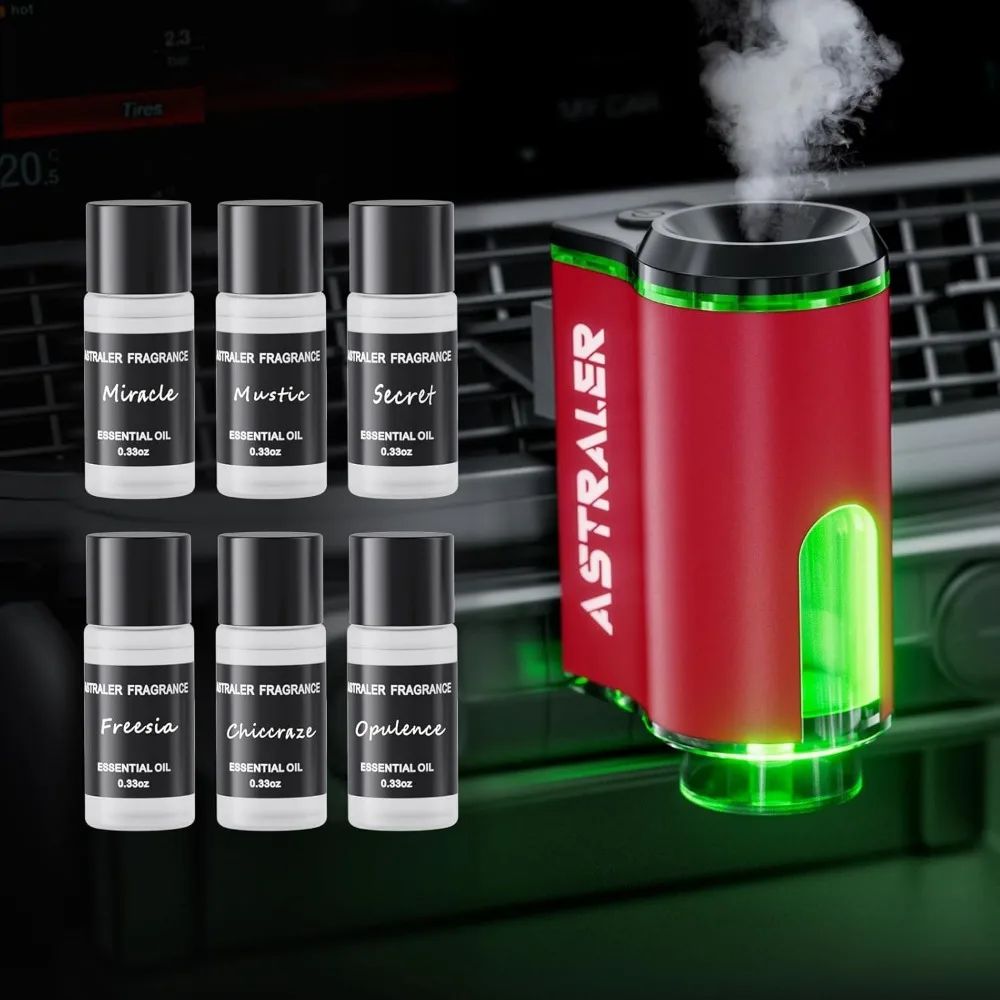 

Portable USB Aromatherapy Diffuser for Car with 3 Scent Modes Vent Clip and 6 Oil Refills
