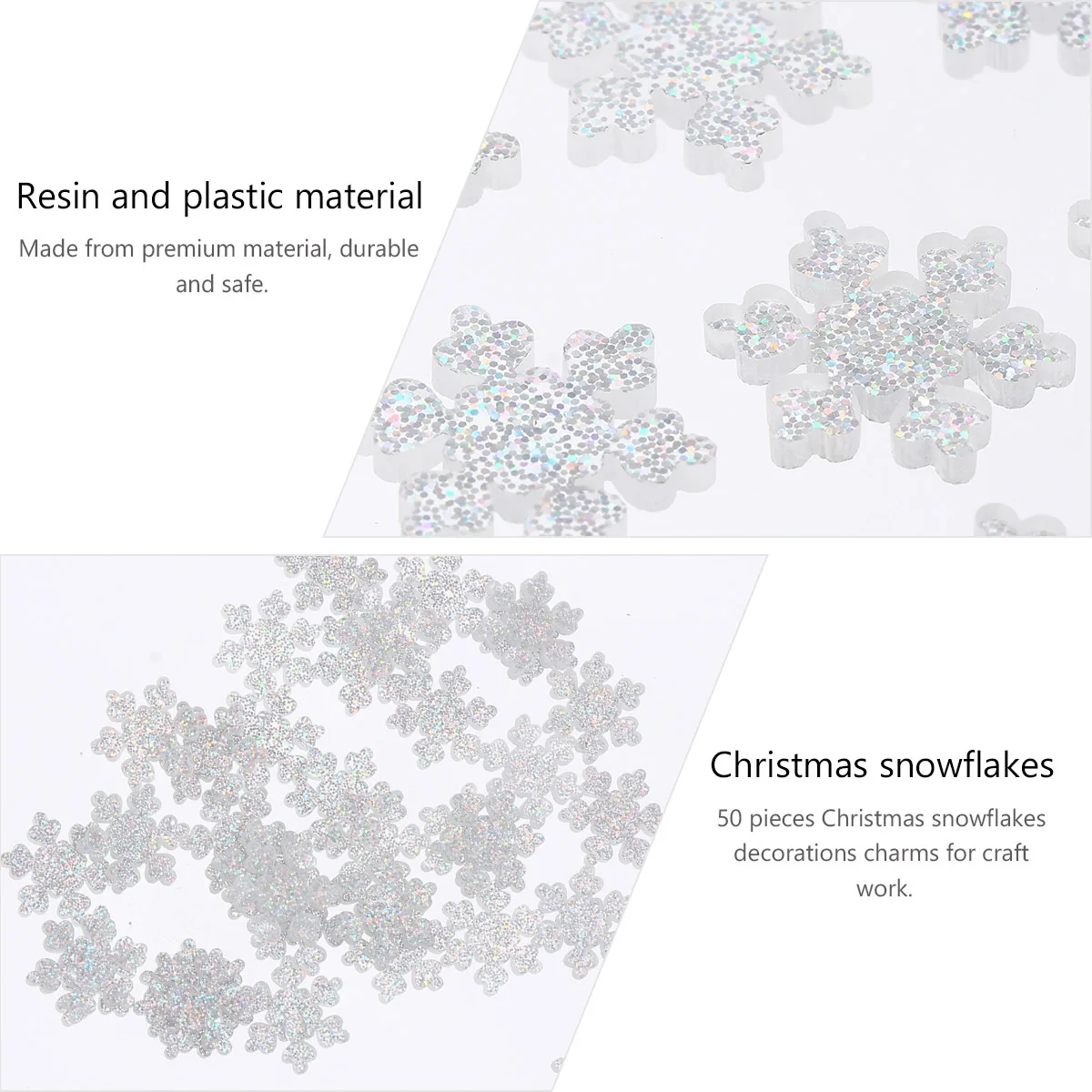 50 Uds. De funda de teléfono, Material DIY, accesorios de copos de nieve de Navidad, decoraciones de resina para álbum de recortes, lazos para el pelo, proyectos artesanales pequeños