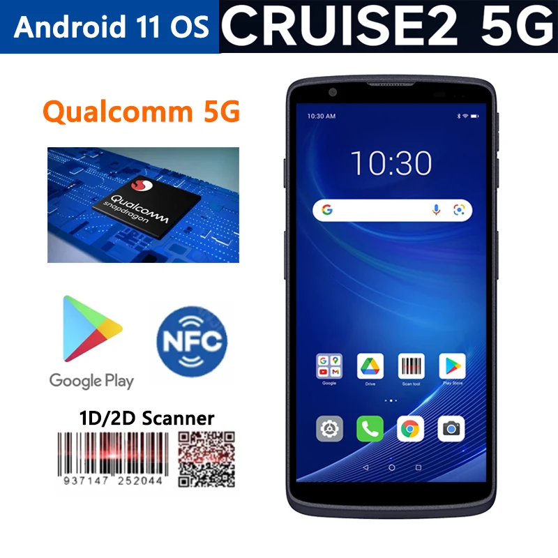 

Qualcomm 5G CRUISE2 Android 11 OS Mobile Phone Handheld Terminal with Barcode Scanner 4GB 64GB Android PDA 2D Scanner NFC Reader