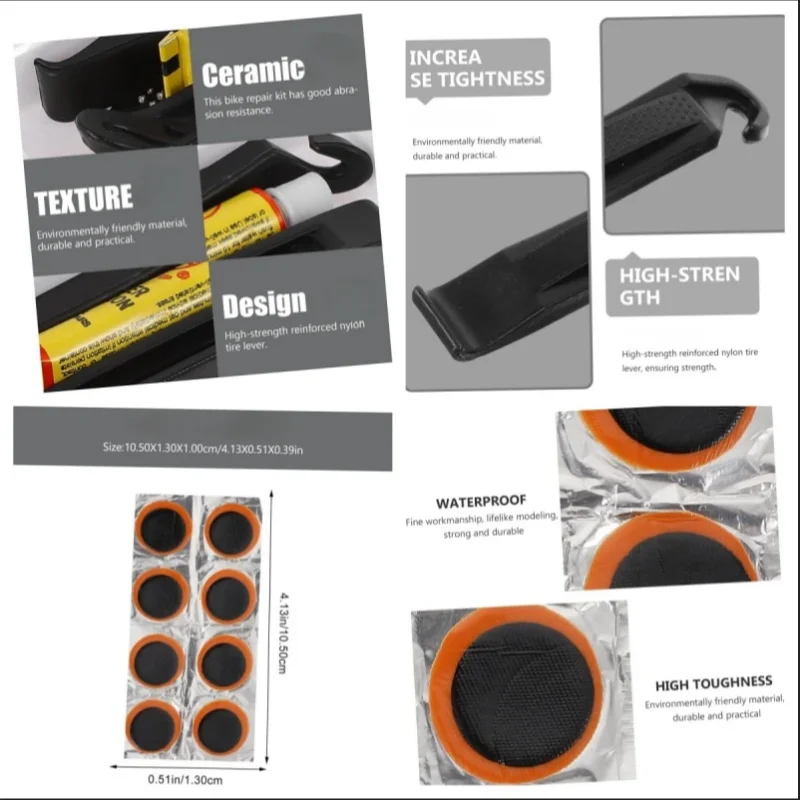 Bike Tire Repair Kit Multifunctional Bike Repair Tool Tire Puncture Repair Kit Tire Fix Self-Adhesive Tire Patch Kit Flat Tire
