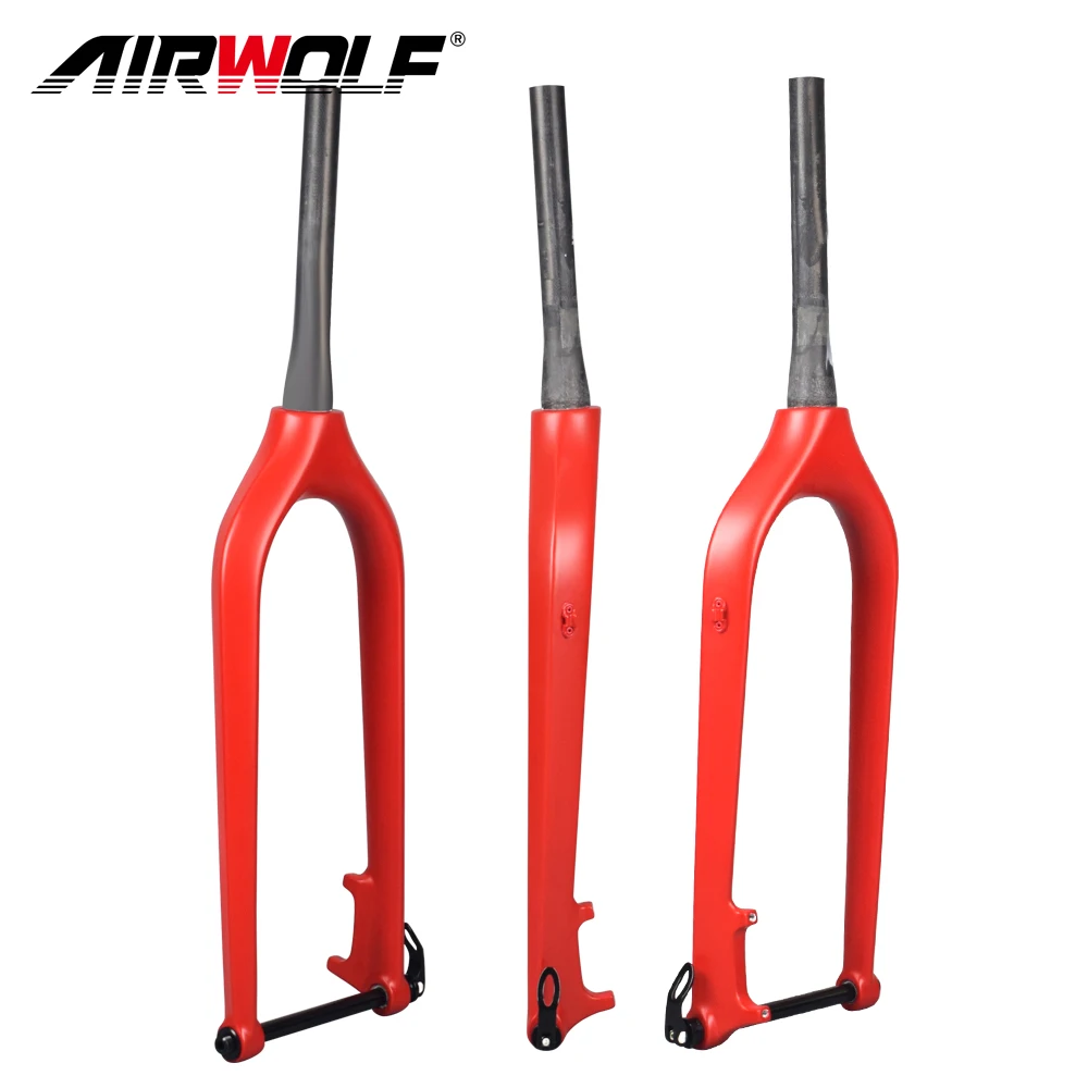 AIRWOLF Carbon Fork Mtb 26 Rigid Fork Carbon Mountain Bike Forks Steer Tube 28.6mm Matte Glossy Disc Rotor 160mm Fat Bike Fork