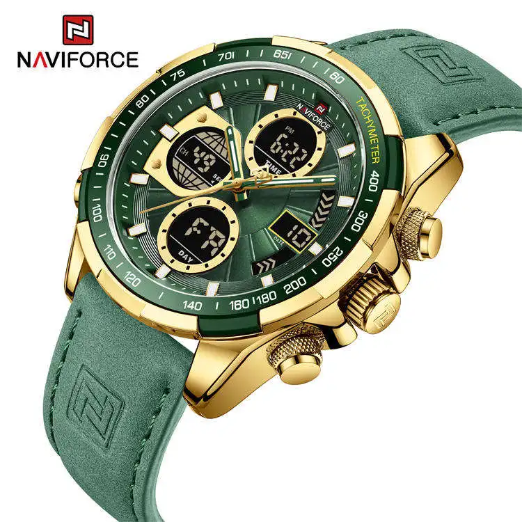 NAVIFORCE 9197 Quartz Watches Mens Luxury Sport Chronograph Waterproof Quartz Big Clock Digital Wristwatches Men Watch