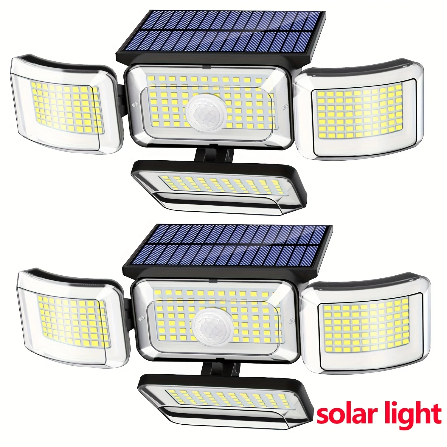 

Солнечные уличные светильники 1/2 шт., 278 LED, 4 головки, с датчиком движения, IP65, 3 режима, от заката до рассвета, прожектор безопасности для двора, гаража, патио