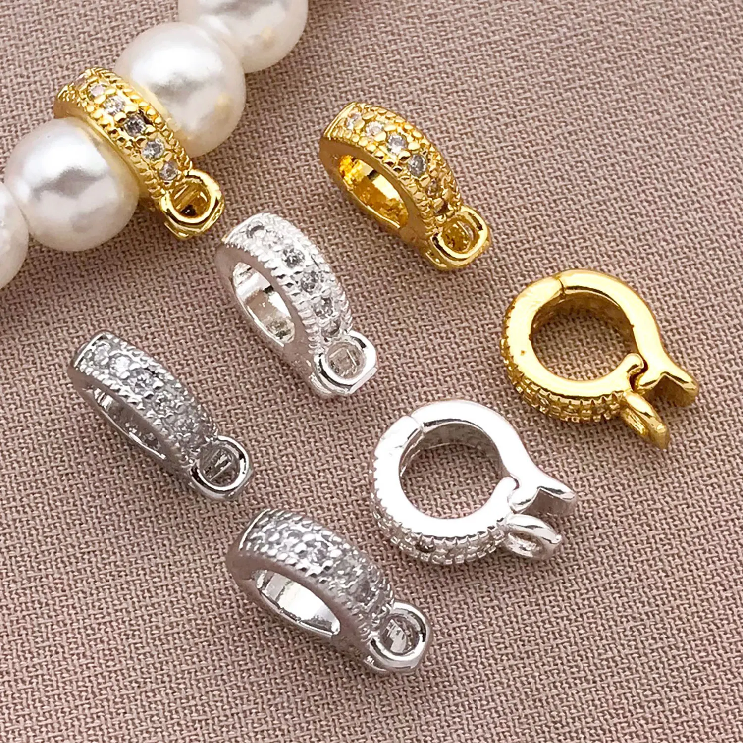3pcs18K Copper Plated Genuine Golden Thick Silvery White Golden Melon Seed Buckle Pendant Buckle, DIY Jewelry Making Accessories