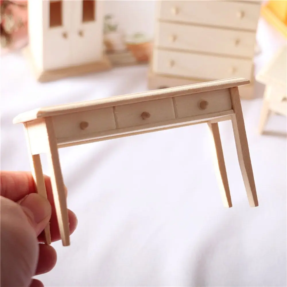 Juguetes simulados de madera, cuna, casa de muñecas en miniatura para dormitorio, accesorio para manualidades