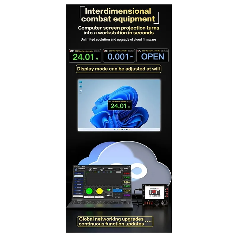 

ABRE-I2C C09 Voltage And Current Tester 4 Inch 0-40V Input Dual Channel Intelligent Digital Display Mode Charging