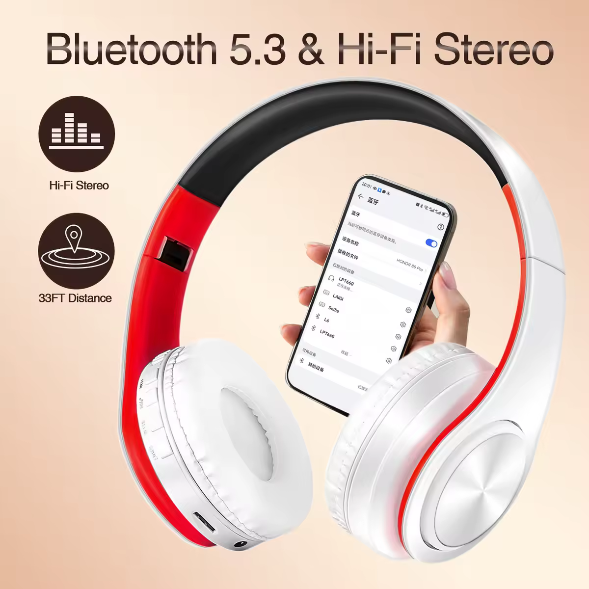 Best Headphones Wireless Earphones with Microphone Digital Stereo Bluetooth Headset Card MP3 Player FM Radio Music for All