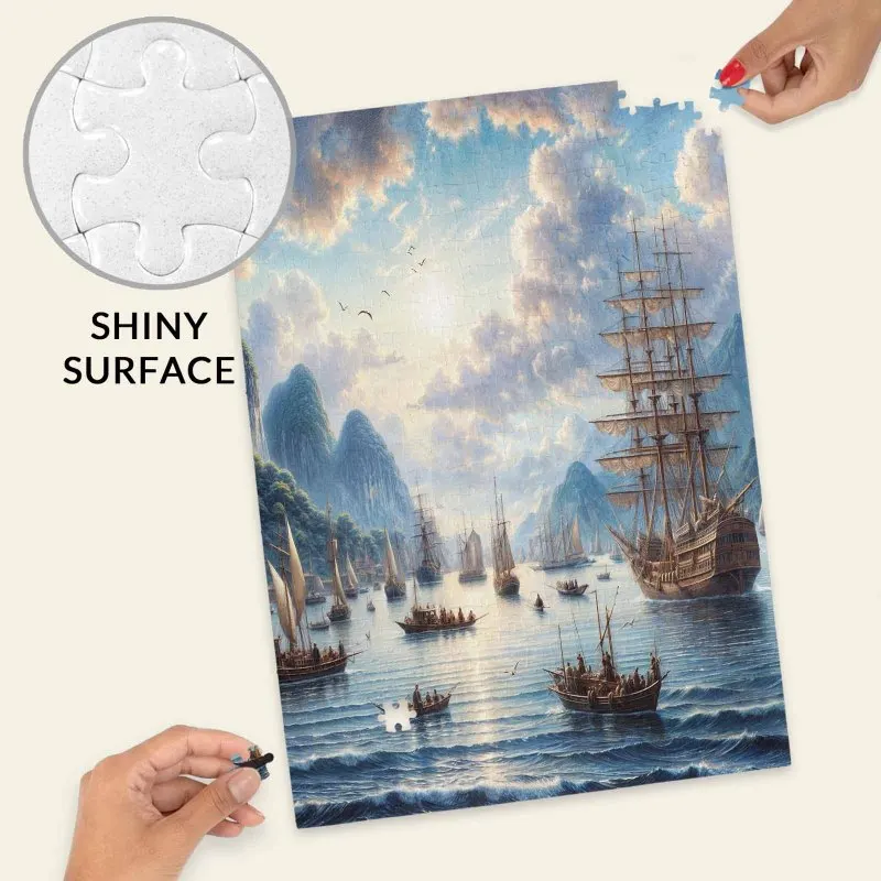 Legpuzzel van 500 stuks voor volwassenen - Zeilschepen, zeelandschap, klassieke maritieme puzzel