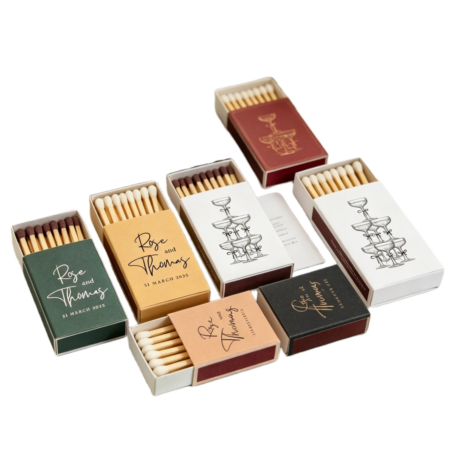 

Custom Wedding Celebration Matchboxes, Personalized Festive Design, Party Favours for Wedding Event