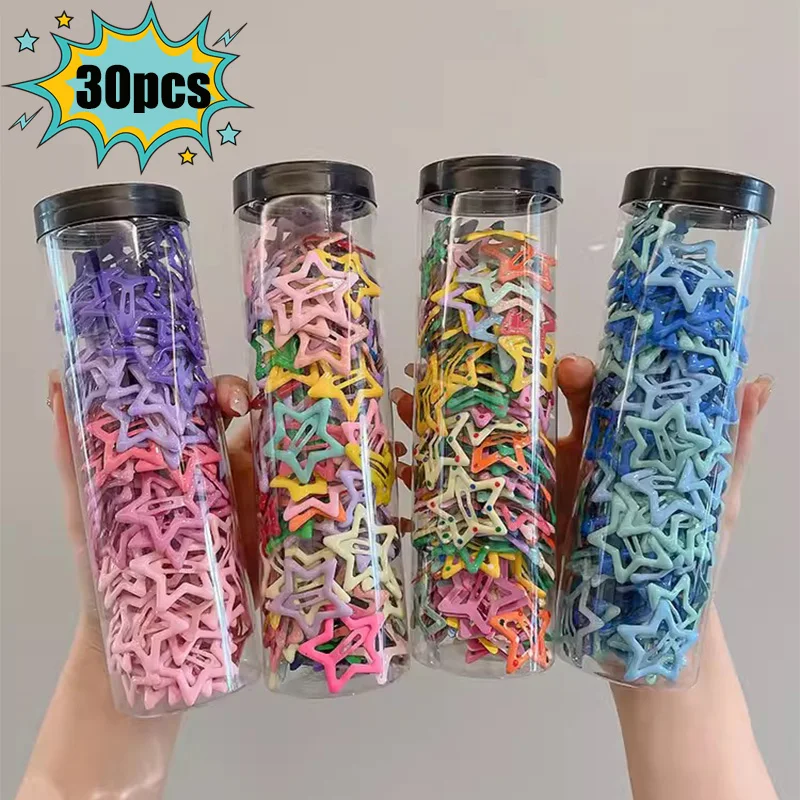 

3-30pcs Colorful BB Clip Children Star Hairpin Barrettes Side Clip Hair Accessories Headdress Y2K Pentagram Back Head Hair Clip