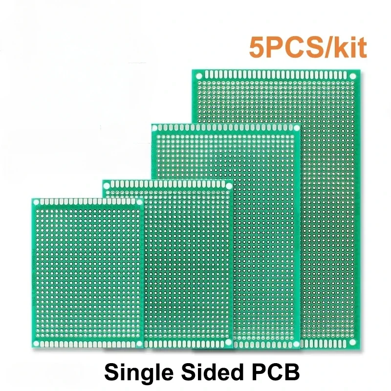 5Pcs 2x8 3x7 4x6 5x7 6x8 7x9 8x12 9x15 10x15cm Single Side PCB Prototype Board Printed Circuit Board Universal PCB DIY Soldering