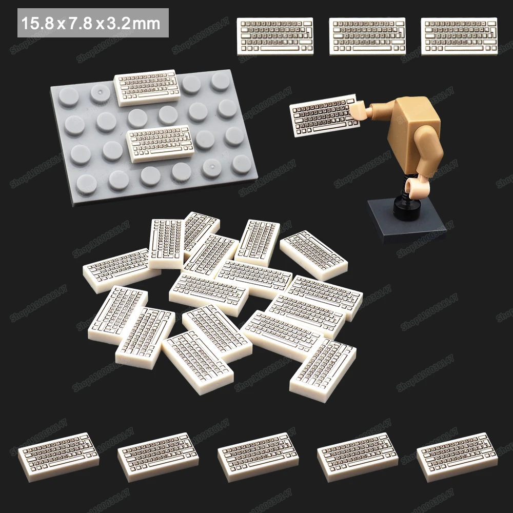 Keyboard printed tiles 3069 science building block 1*2 moc figures computer diy accessories assemble bricks model child gift toy