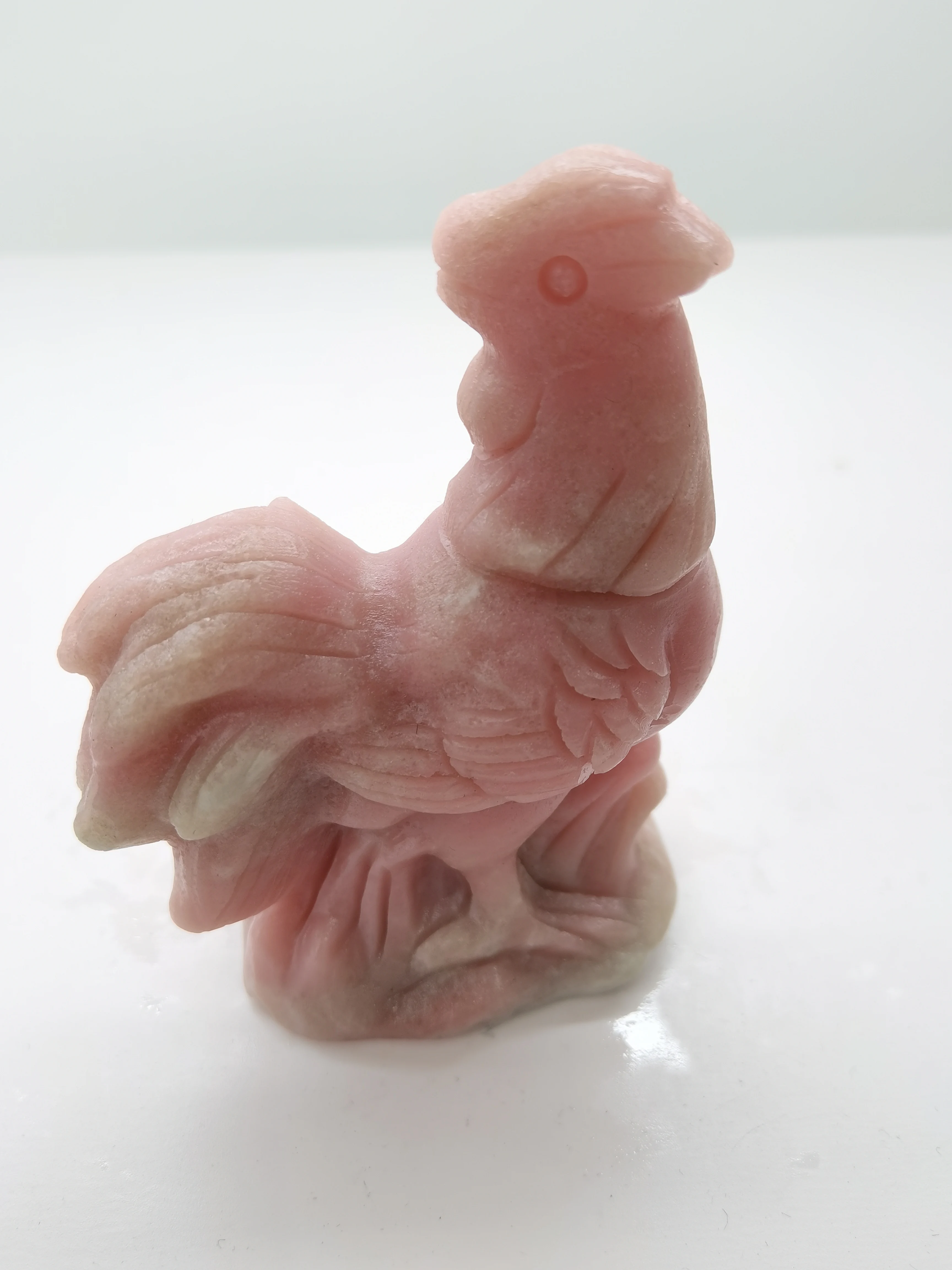 

Natural Pink Opal Crystal Stone chicken Hand Carved Animal Figurine Energy Crafts Home Decoration Gift