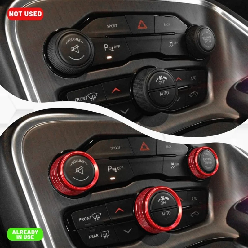 Car Air Conditioning Volume Radio Button Knob Cover For Dodge Challenger Charger RT SXT Scat Pack Hellcat 2015-2020 Accessories