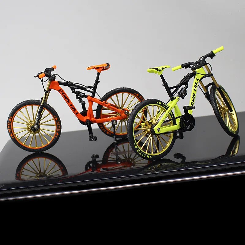 Mini 1:10 Alloy Bicycle Model Alloy Finger Mountain Bike Magic Racing Simulation Adult Collection Bend Road Toys Gift for Kids