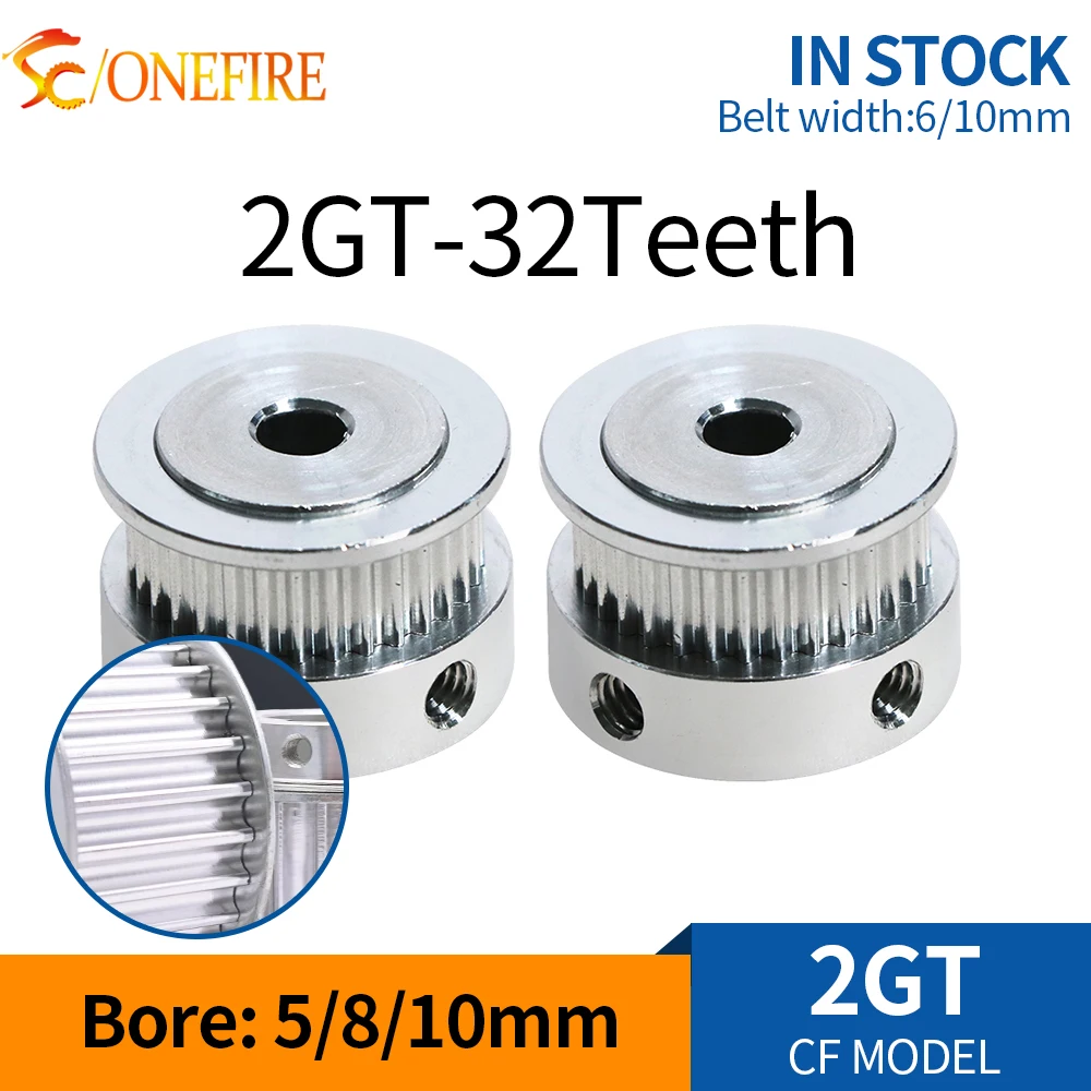 2GT Timing Pulley 32 Teeth Belt Width 6/10mm 32T GT2 Synchronous Wheel Bore 5/8/10mm 32Teeth 3D Printer Part