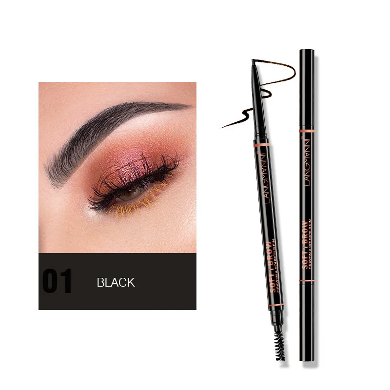 Crayon à sourcils automatique rotatif à double extrémité, 1.5mm, précision ultra-fine, anti-transpiration et étanche