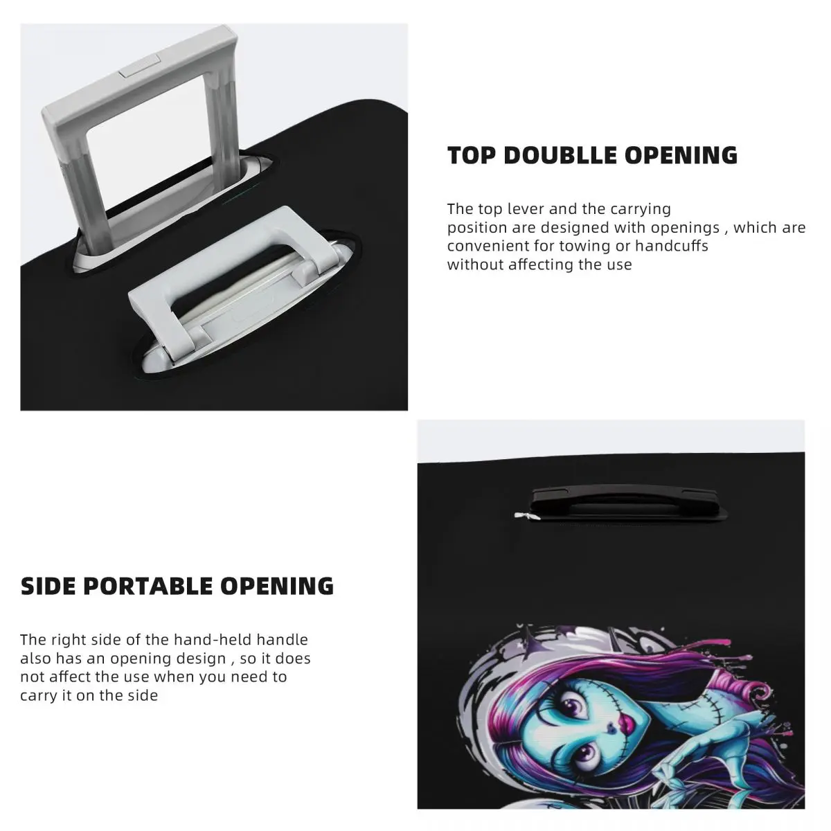 أزياء مخصصة جاك سكيلينجتون معًا إلى الأبد غطاء الأمتعة حامي قابل للغسل أغطية حقيبة السفر