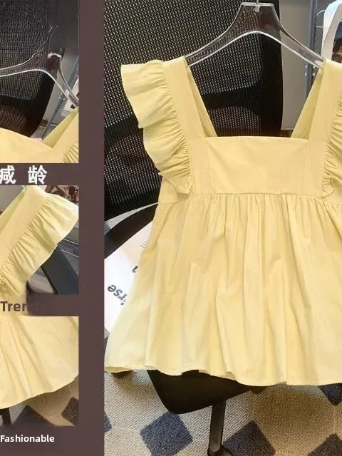 

Ele ort Sve Женский irt Faionable Summer New Sle Fly Sve Топ для похудения живота Корейский свободный крой с бабочкой...