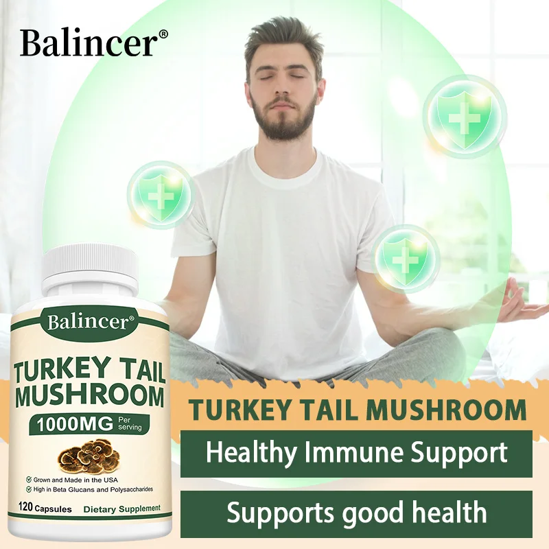 

Mushroom Supplements Capsules - with Turkey Tail, Nootropic Brain Supplement for Memory and Focus, Enhance Energy, Immunity