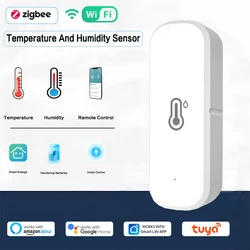 AUBESS-Sensor inteligente de temperatura y humedad para el hogar, dispositivo con WiFi, a través de Alexa, asistente de Google, Monitor remoto