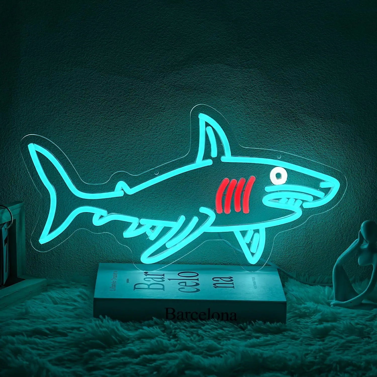 

Shark Neon Sign USB Powered LED Neon Light for Beach Marine Animal Game Room Bedroom Aesthetic Decoration Gift Art Wall Light
