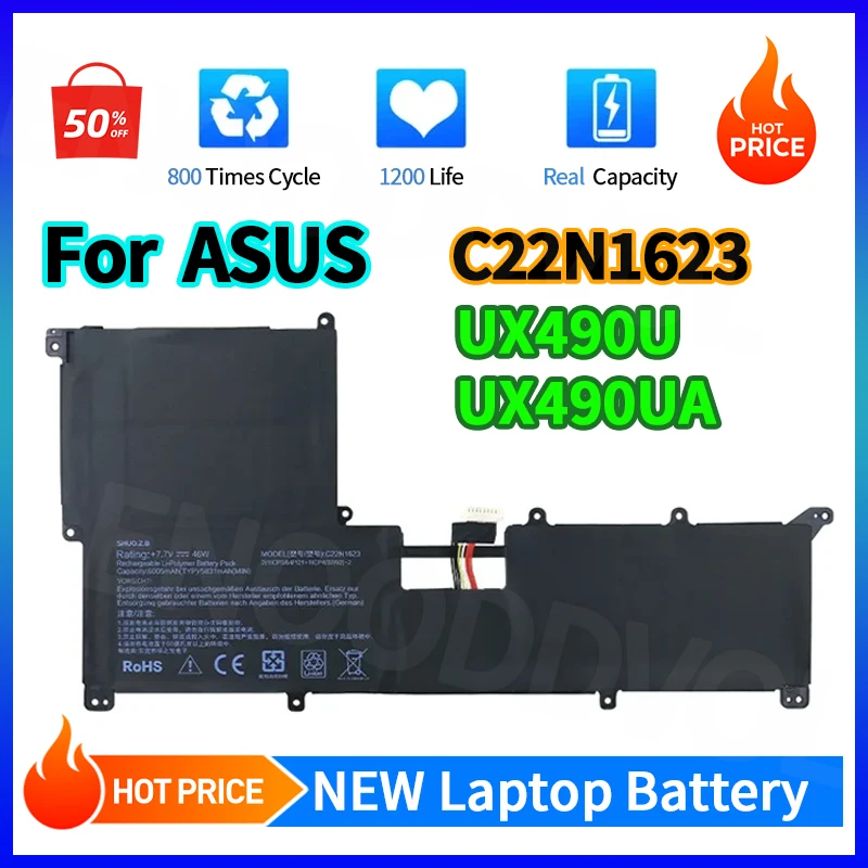 

100% новый аккумулятор для ноутбука 6005 мАч C22N1623 для ASUS ZenBook 3 Deluxe UX490U UX490UA UX490UA-BE033T 0B200-02400100 ZENBOOK 3V
