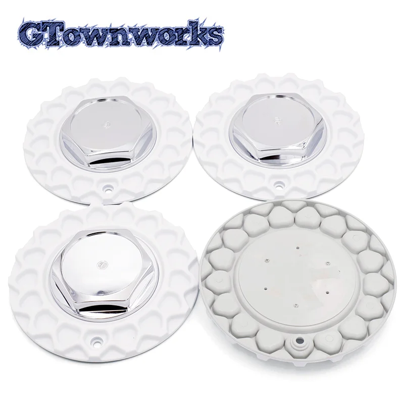 GTownworks 4pcs Wheel Center Cap 169mm（6.65in)For Car Hub Cover Dust-proof  Modification Styling Auto Exterior Accessories White