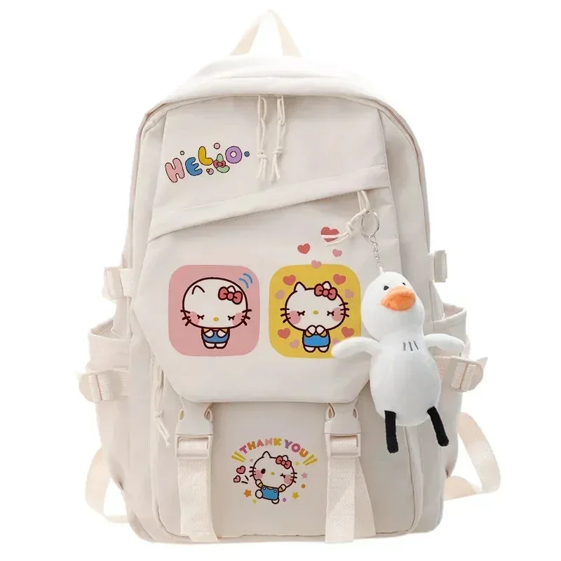 Hello Kitty-Sac à Main Grande Capacité pour Fille et Garçon, Cartable d'Étudiant, Kawaii Sanurgente, Dessin Animé Mignon, Pendentif SR, Cadeau Mini SR