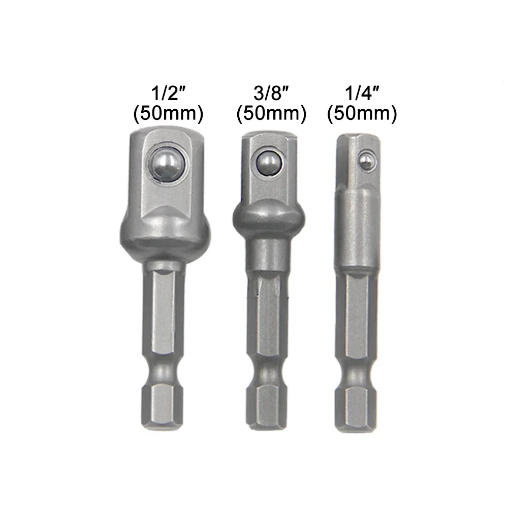   3-boor doppen, klopboormachine, verlengde boor as dopadapter, zeshoekige schacht vierkante boor 1/4 3/8 1/2 maat